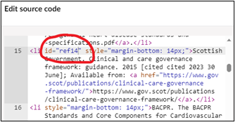 Anchor link in source code