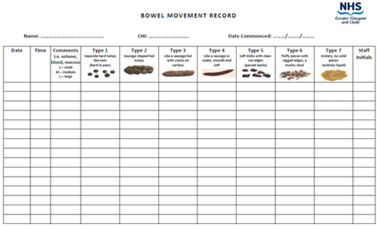 Bristol stool chart record