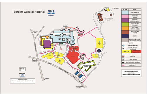 A map of the Borders General Hospital site