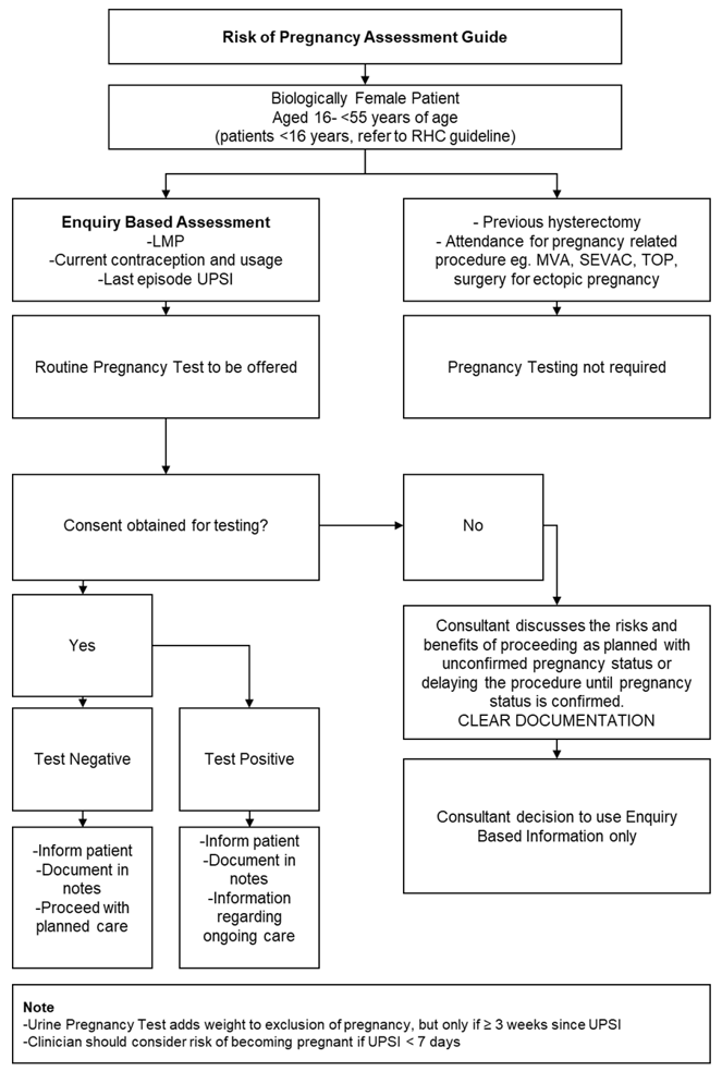 Risk of pregnancy flow chart