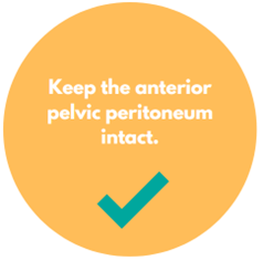 Keep the anterior pelvic peritoneum intact.