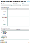 Blank food and fluid preferences sheet