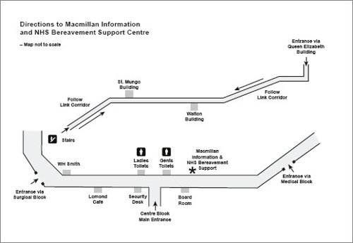 Macmillan Information and NHS Bereavement Centre map