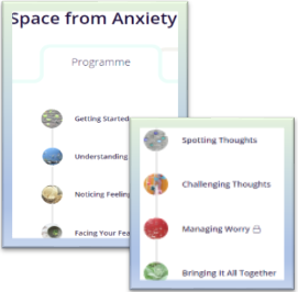 Screenshot of space from anxiety programme