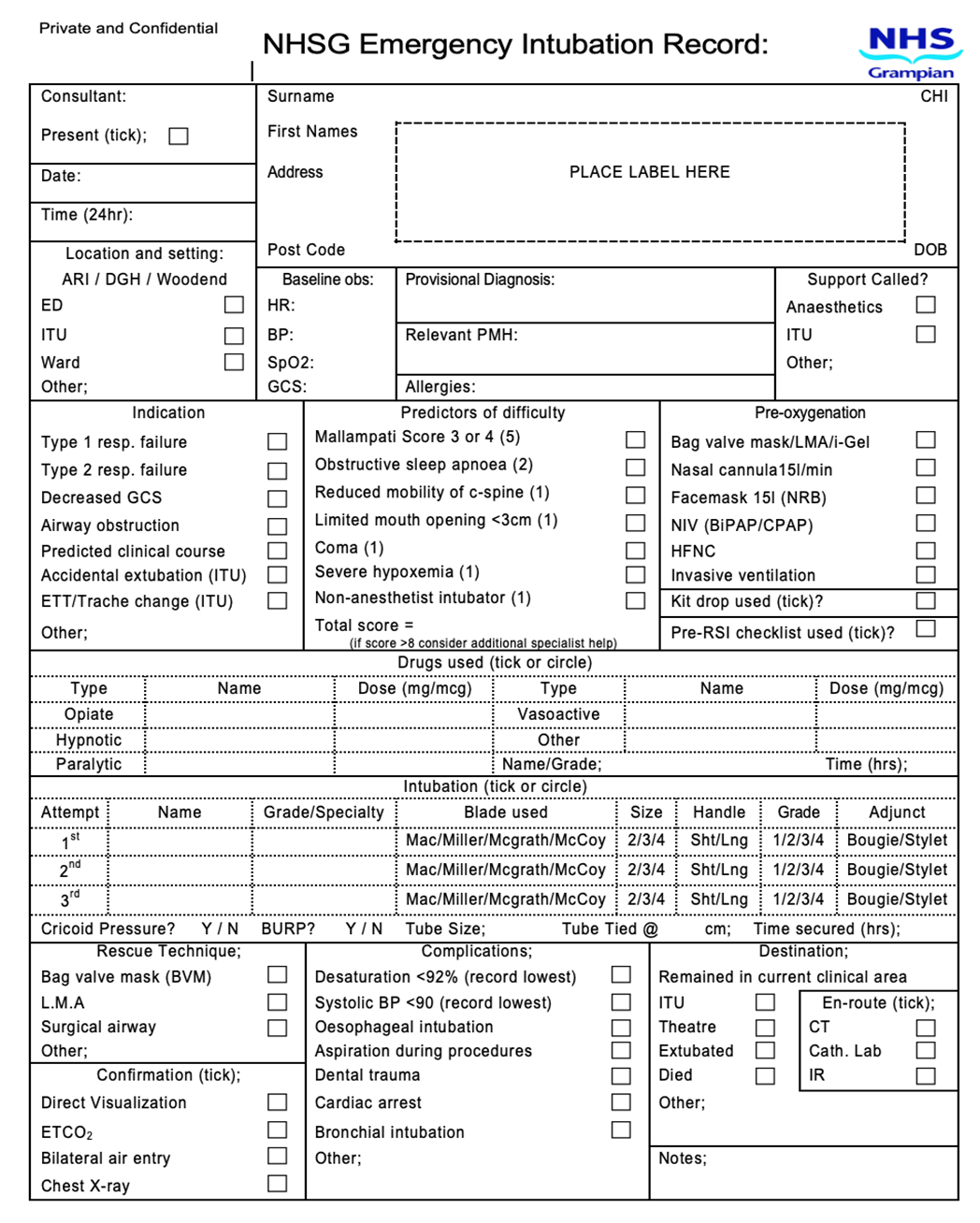 ARI emergency department RSI checklist page 1