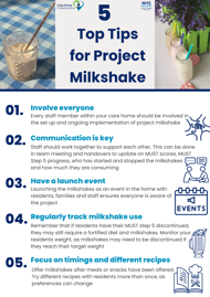 Image of the 5 top tips poster created for project milkshake